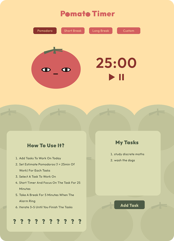 My first attempt at designing a Pomodoro timer